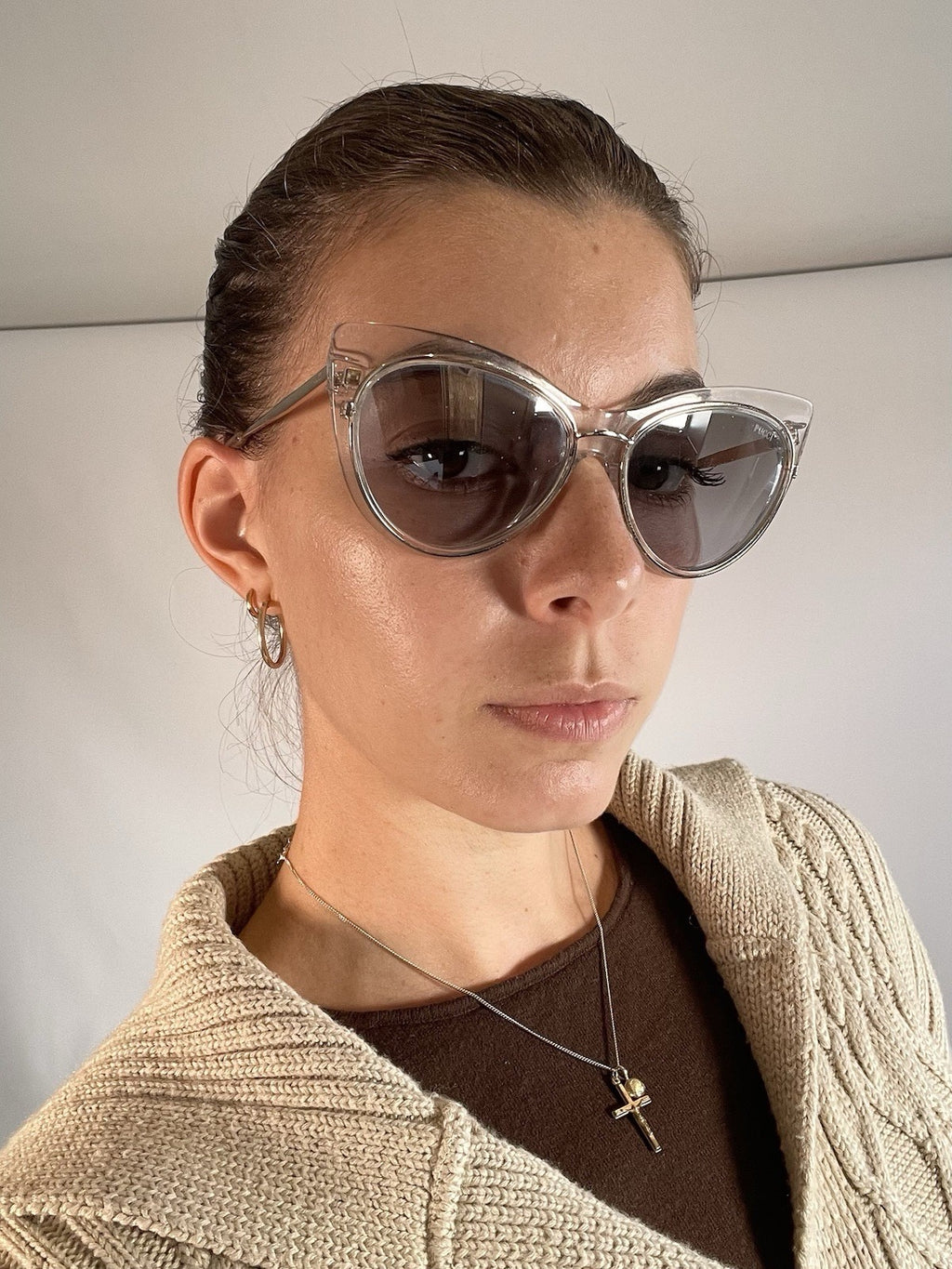 Emilio Pucci EP108 27X Cat Eye Sunglasses Clear Rose Gold Grey Gradient + Case