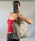 Chloe ‘Shelby’ Bag Grey Leather Tote Gold Hardware Medium Matte Y2K Handbag