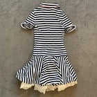 Natasha Zinko Dress UK S White Navy Stripe Jersey Mini Puffed Ruffle Lining