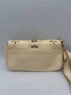 John Galliano Rare Vintage 2004 Cream Leather Clutch Wrist Strap Pochette