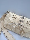 John Galliano Rare Vintage 2004 Cream Leather Clutch Wrist Strap Pochette