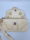 John Galliano Rare Vintage 2004 Cream Leather Clutch Wrist Strap Pochette