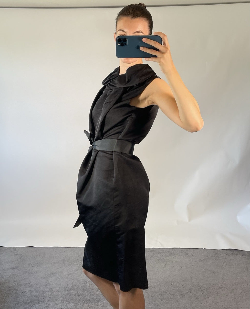 Lanvin by Alber Elbaz Black Silk Belted Dress, 2008 FR 38 UK 10