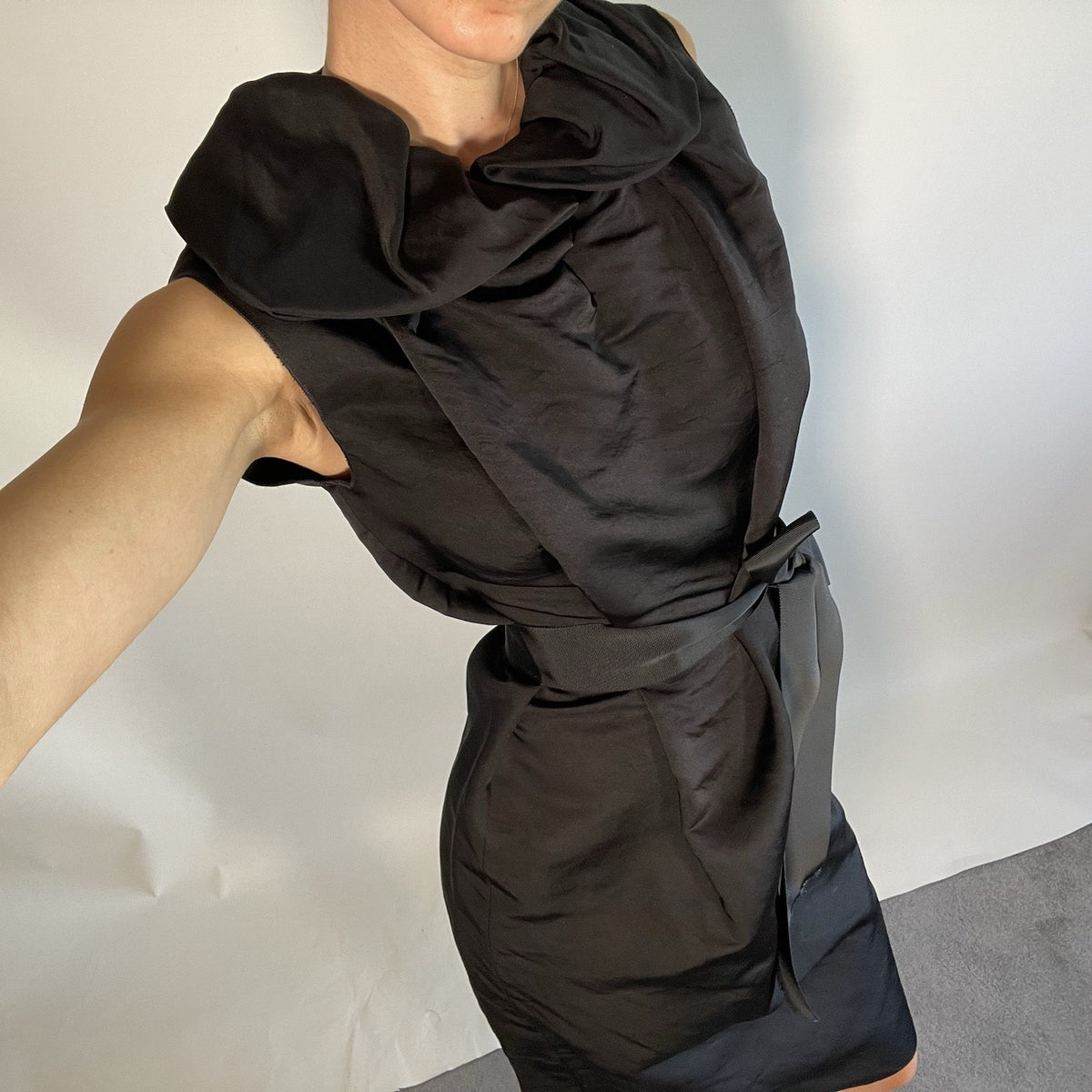 Lanvin by Alber Elbaz Black Silk Belted Dress, 2008 FR 38 UK 10