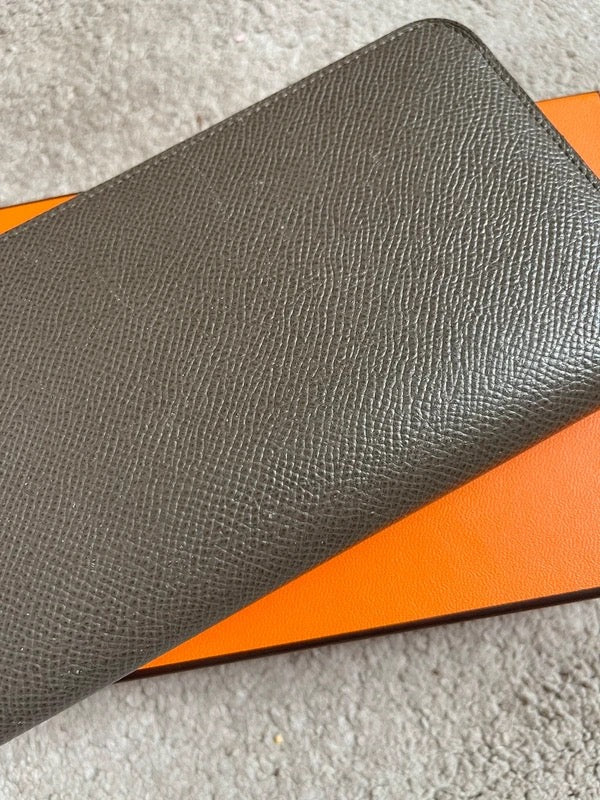 Hermès Wallet ‘Silk’In Classique’ Long Zip Grey Taupe Epsom Calfskin Embossed