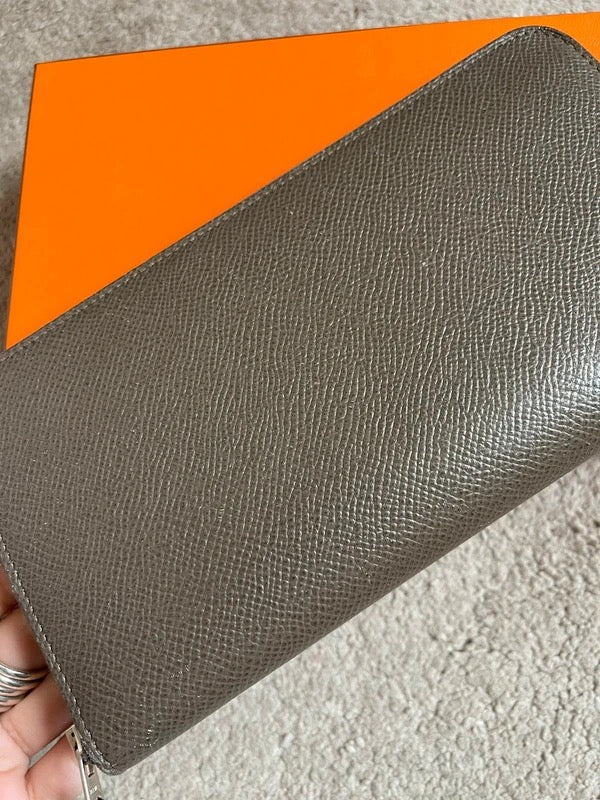 Hermès Wallet ‘Silk’In Classique’ Long Zip Grey Taupe Epsom Calfskin Embossed