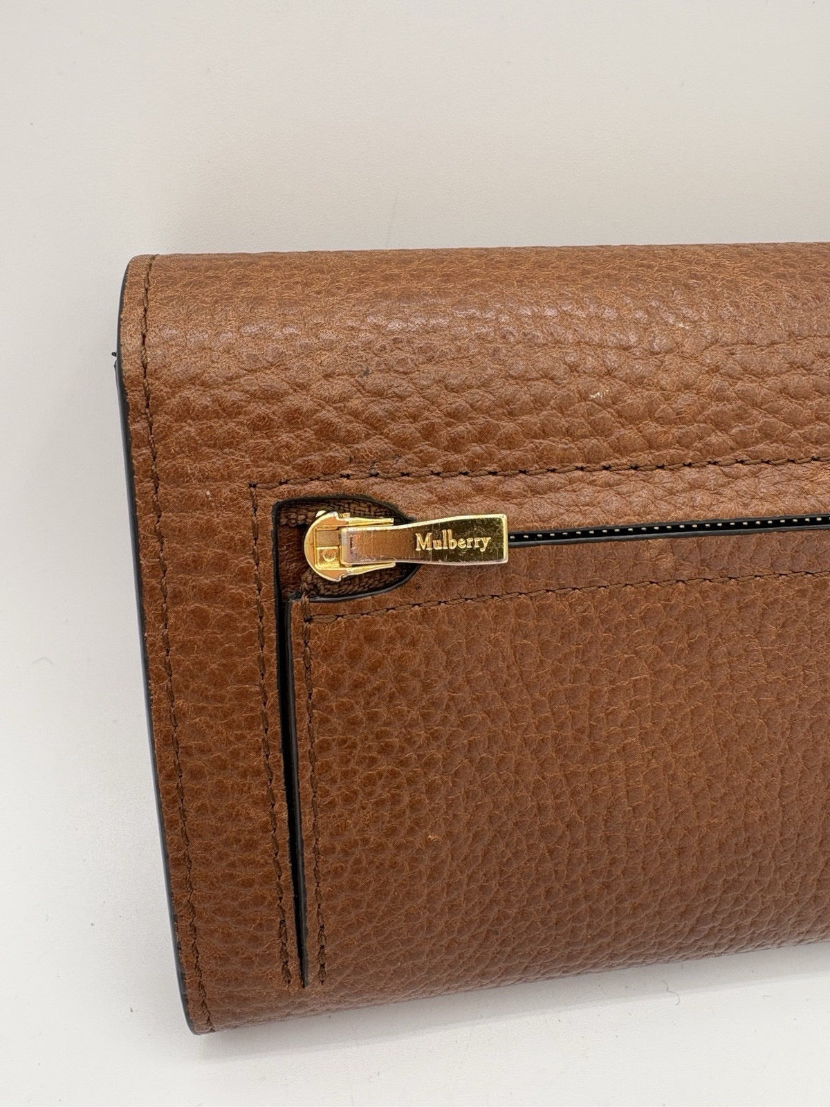 Mulberry ‘Continental Wallet’ Oak Classic Grain Small Foil Embossed Classic