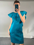 Lanvin by Alber Elbaz Teal Ruffle Open-Back Dress, Summer 2008