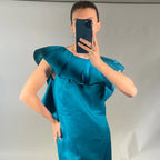 Lanvin by Alber Elbaz Teal Ruffle Open-Back Dress, Summer 2008