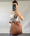 Lanvin ‘Happy Tote’ Bag Pink Beige Leather Quilted Shoulder Crossbody Chain