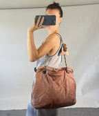 Lanvin ‘Happy Tote’ Bag Pink Beige Leather Quilted Shoulder Crossbody Chain