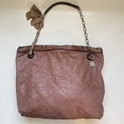 Lanvin ‘Happy Tote’ Bag Pink Beige Leather Quilted Shoulder Crossbody Chain