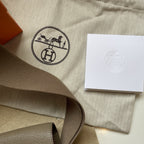 Hermes Geta Bag Étoupe Calfskin Leather ‘H’ Closure Canvas Shoulder Crossbody