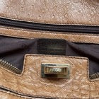 Max Mara Handbag Ostrich Leather Brown Margaux Medium Turn Lock Gold Hardware
