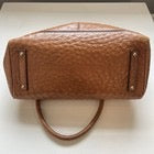 Max Mara Handbag Ostrich Leather Brown Margaux Medium Turn Lock Gold Hardware