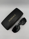 Versace Black Acetate Oval Sunglasses Gold Logo MOD 4361 GB1/87