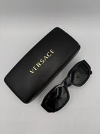 Versace Black Acetate Oval Sunglasses Gold Logo MOD 4361 GB1/87