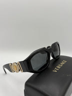 Versace Black Acetate Oval Sunglasses Gold Logo MOD 4361 GB1/87