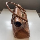 Max Mara Handbag Ostrich Leather Brown Margaux Medium Turn Lock Gold Hardware