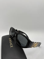 Versace Black Acetate Oval Sunglasses Gold Logo MOD 4361 GB1/87