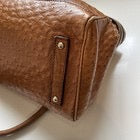 Max Mara Handbag Ostrich Leather Brown Margaux Medium Turn Lock Gold Hardware