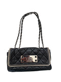 CHANEL 2008/9 Black Lambskin East West Cream Trim