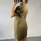 The Kooples UK12 Dress Khaki Cotton High Neck Mini Dress