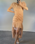 Philip Armstrong UKS Pink Ruched Feathered Dress