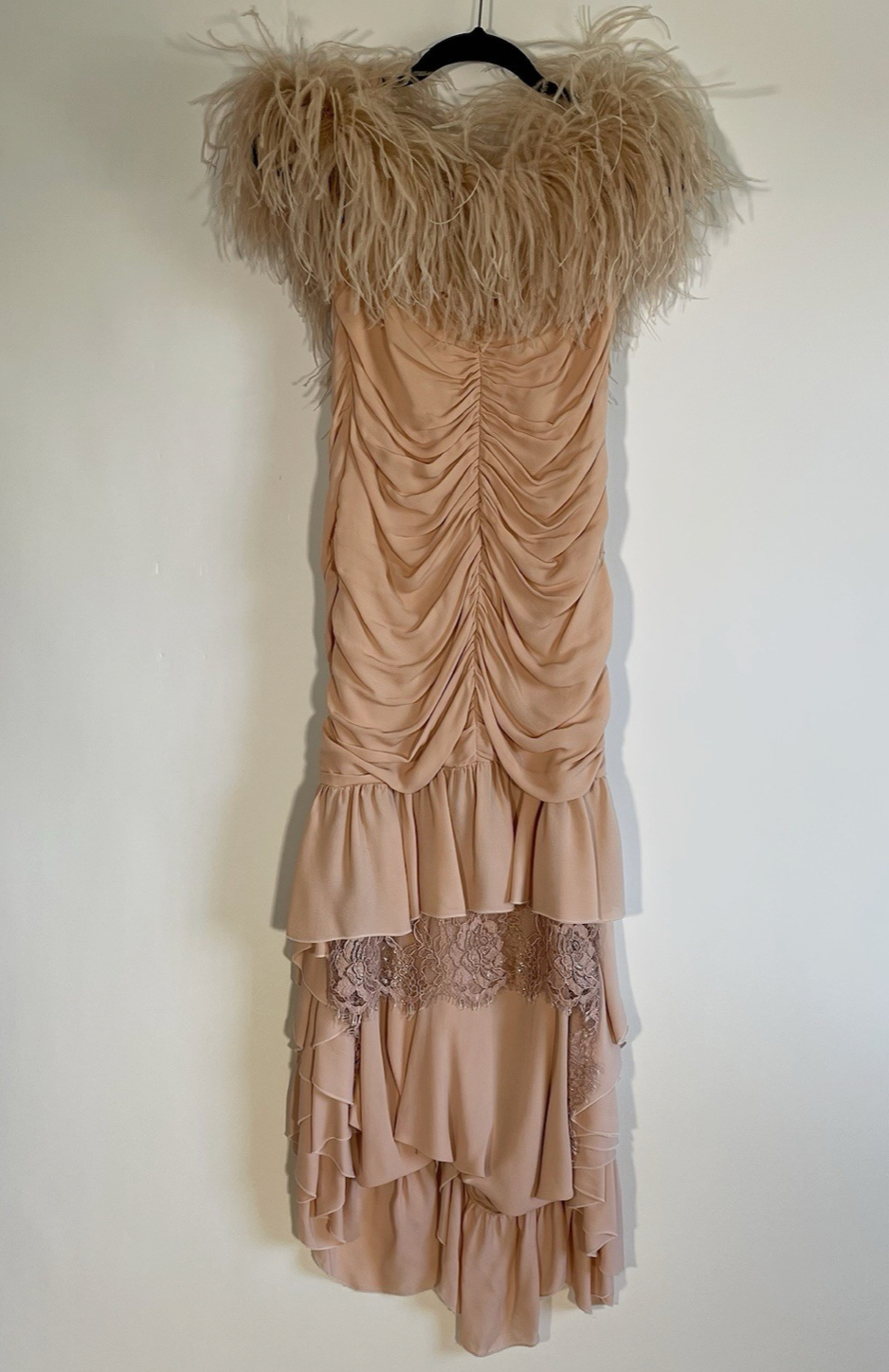 Philip Armstrong UKS Pink Ruched Feathered Dress
