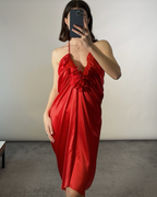 Lanvin 2008 Red Frilled Silk Dress UK 8