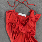 Lanvin 2008 Red Frilled Silk Dress UK 8