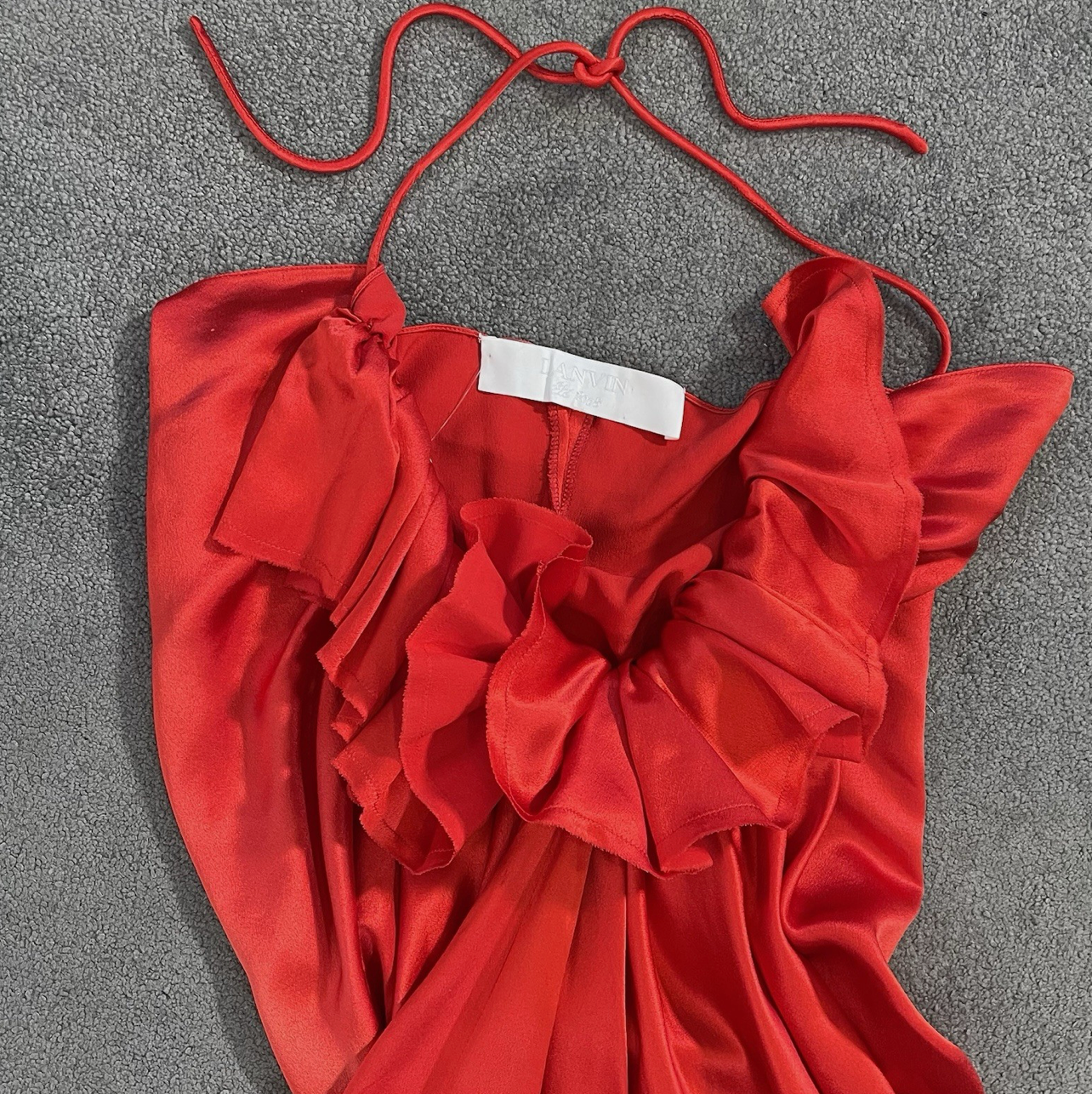 Lanvin 2008 Red Frilled Silk Dress UK 8