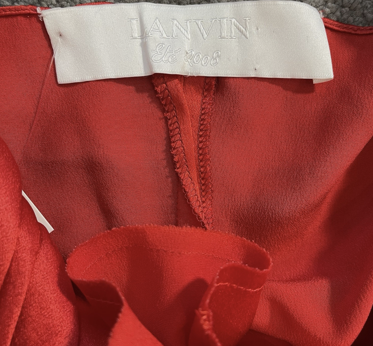 Lanvin 2008 Red Frilled Silk Dress UK 8