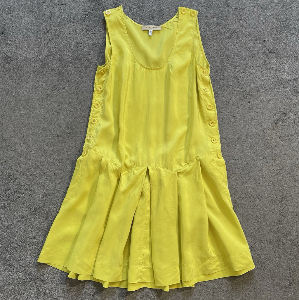 See By Chloe Silk Yellow Mini Dress UK10