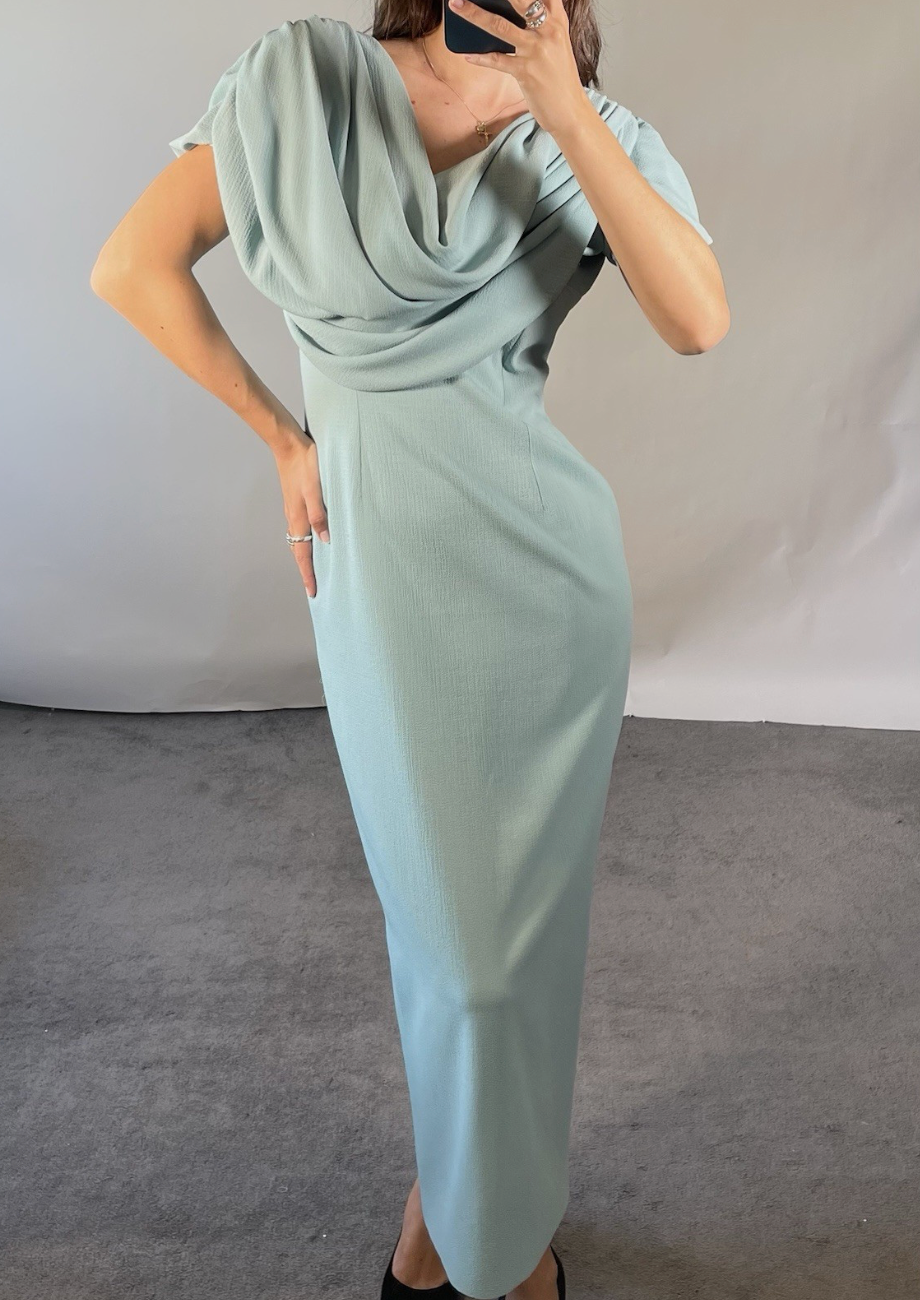 Emilia Wickstead Turquoise Crepe Dress UK8