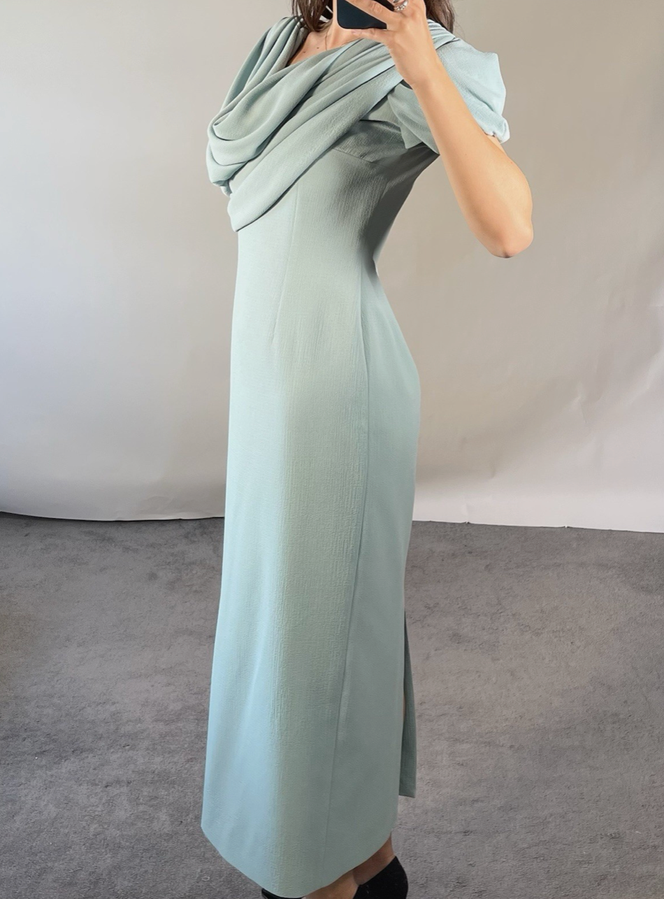 Emilia Wickstead Turquoise Crepe Dress UK8