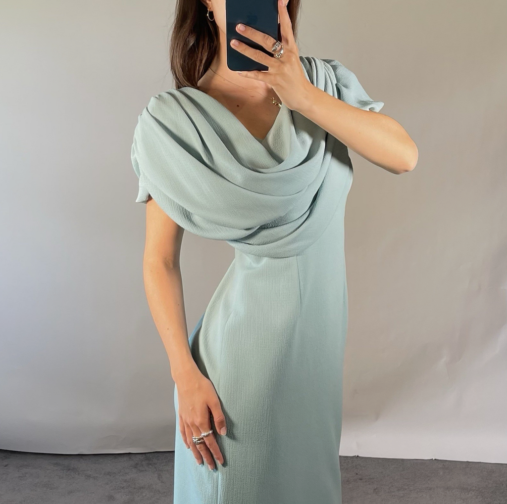 Emilia Wickstead Turquoise Crepe Dress UK8