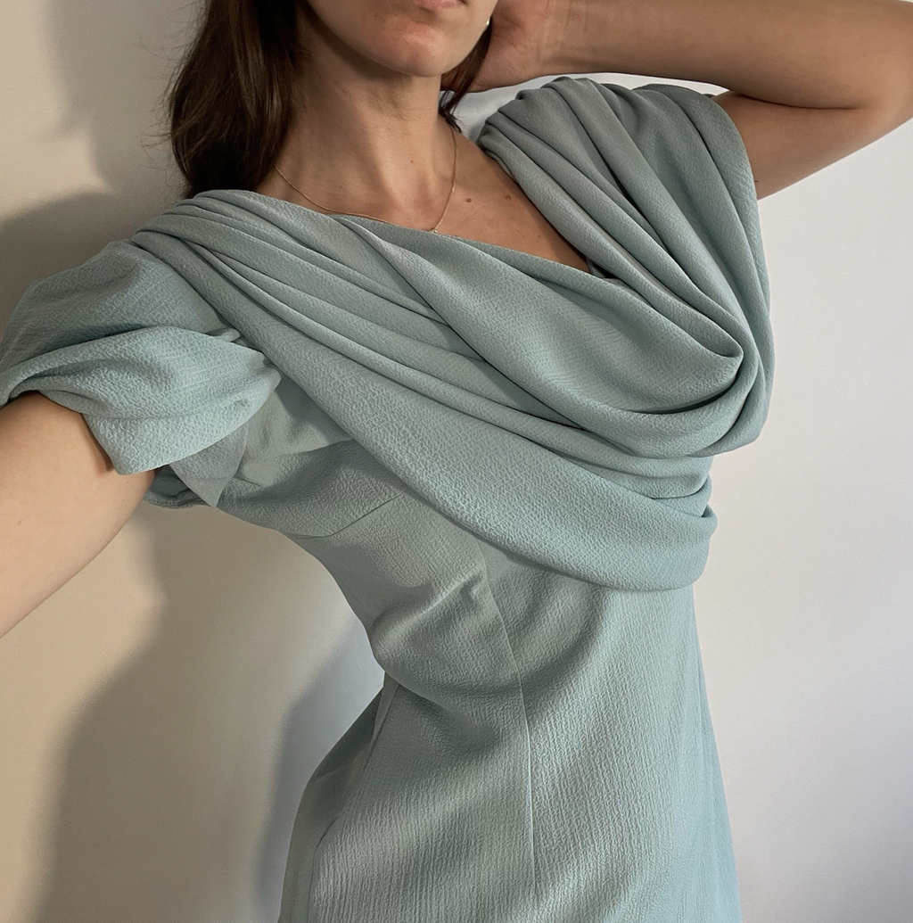Emilia Wickstead Turquoise Crepe Dress UK8