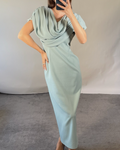 Emilia Wickstead Turquoise Crepe Dress UK8