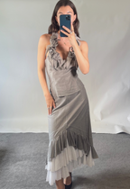 Didier Parakian Two Piece Halter Top & Skirt Frill Hem UK14