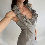 Didier Parakian Two Piece Halter Top & Skirt Frill Hem UK14