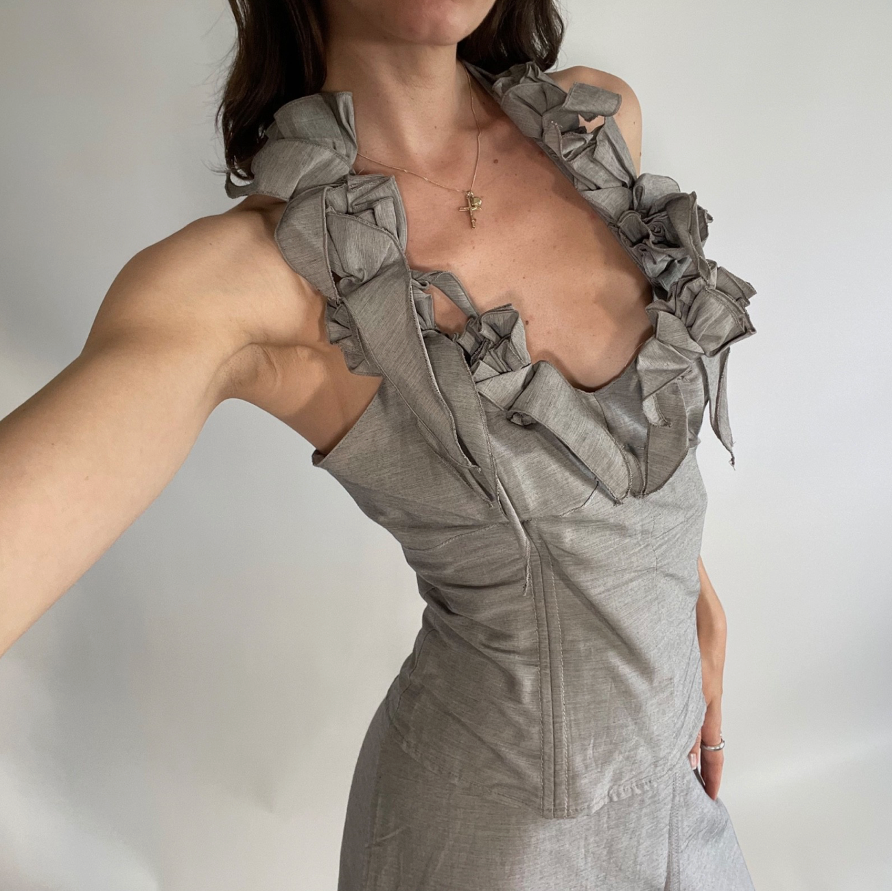 Didier Parakian Two Piece Halter Top & Skirt Frill Hem UK14