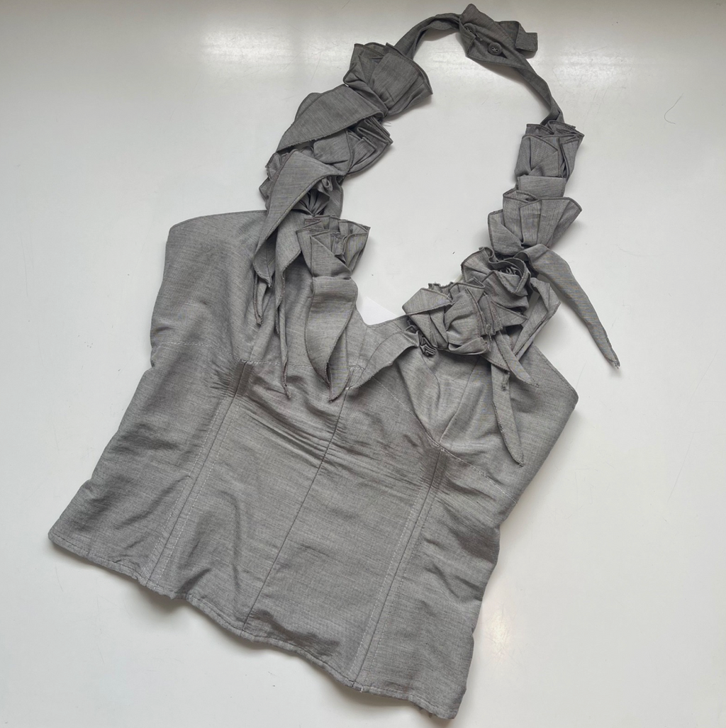 Didier Parakian Two Piece Halter Top & Skirt Frill Hem UK14