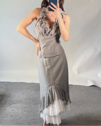 Didier Parakian Two Piece Halter Top & Skirt Frill Hem UK14