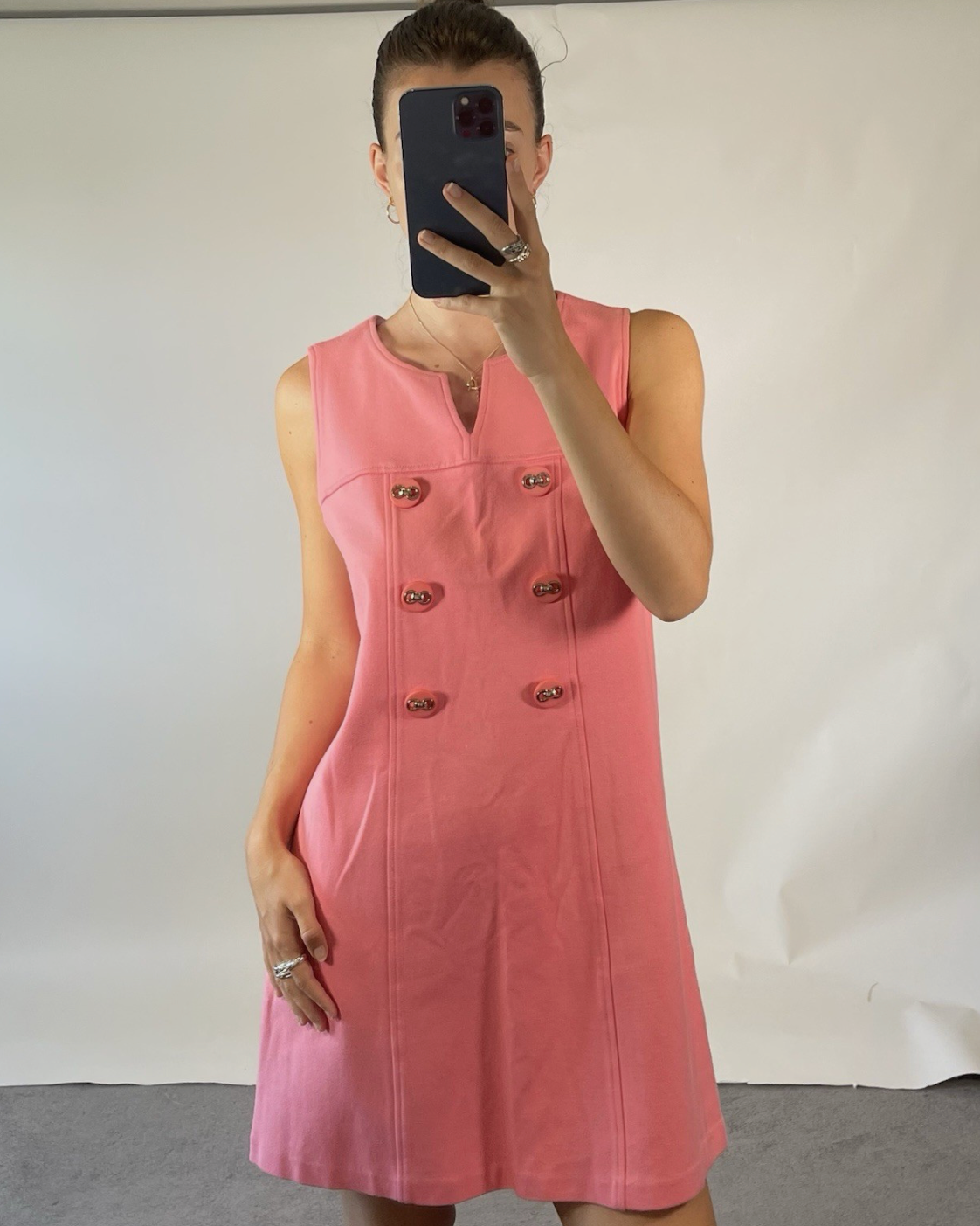 Tibi Vintage Pink A-Line Retro 60s Style Mini Dress UKL