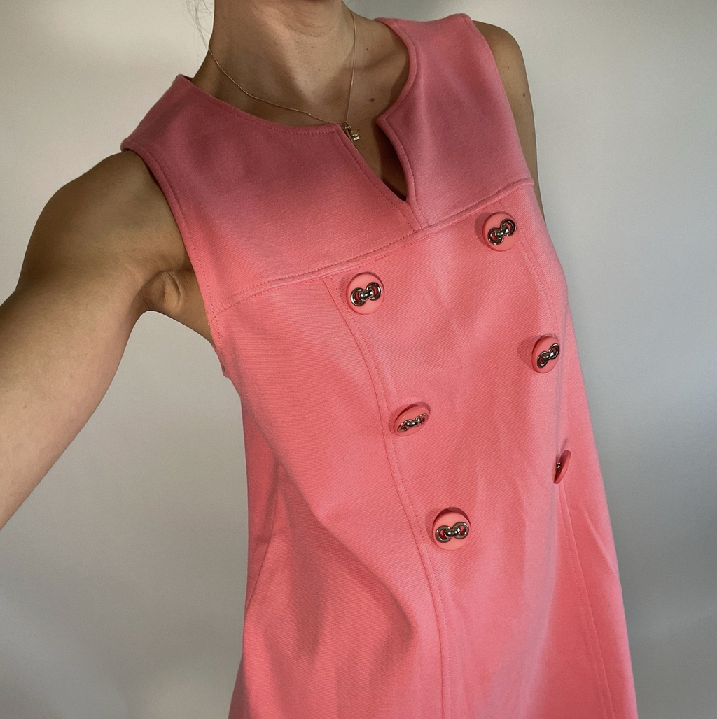 Tibi Vintage Pink A-Line Retro 60s Style Mini Dress UKL