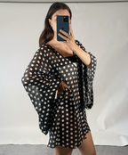 Alexandra Miro Silk Sheer Polka Dot Batwing Mini Kaftan UKM