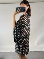 Alexandra Miro Silk Sheer Polka Dot Batwing Mini Kaftan UKM