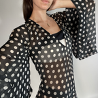 Alexandra Miro Silk Sheer Polka Dot Batwing Mini Kaftan UKM