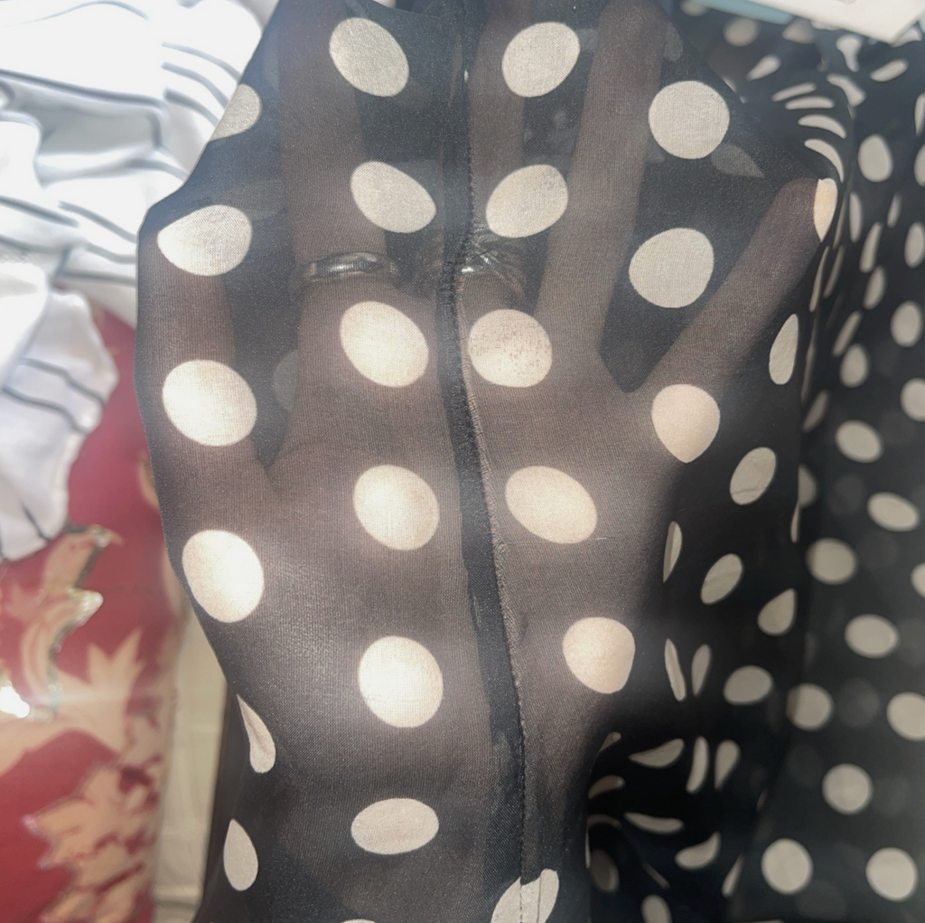 Alexandra Miro Silk Sheer Polka Dot Batwing Mini Kaftan UKM